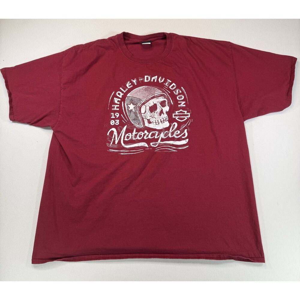 Harley-Davidson Men's Red Skull Motorcycles Graphic T-Shirt